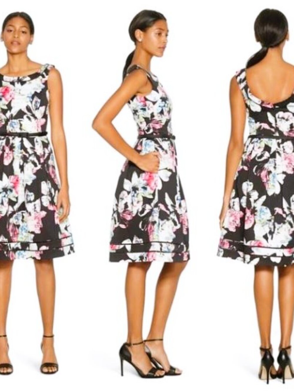 WHBM Faille Floral Sleeveless Dress Size 2 - Picture 6 of 6